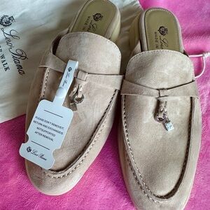 Loro Piana Summer Walk Beige Suede Loafers
